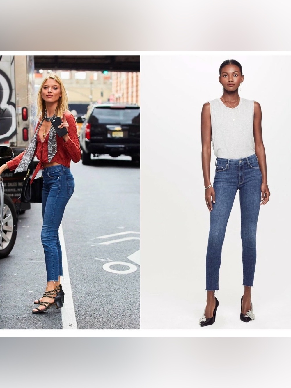 $210 Mother Denim The Looker Ankle Fray Stretch Jeans Girl Crush ASO Martha Hunt